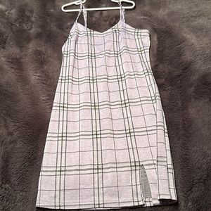Plaid spaghetti strap dress. Tight fitting